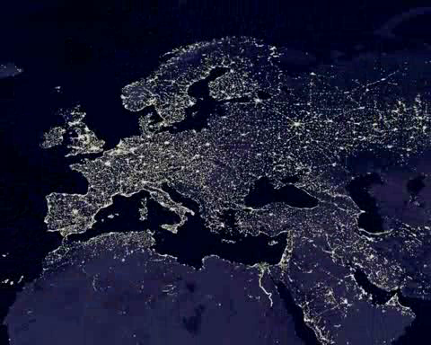 Mapa de Europa iluminado