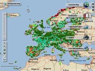 mapa de Europa con banderitas en los lugares donde hay una industria