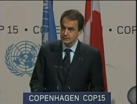 El presidente Zapatero ante el plenario de Copenhague