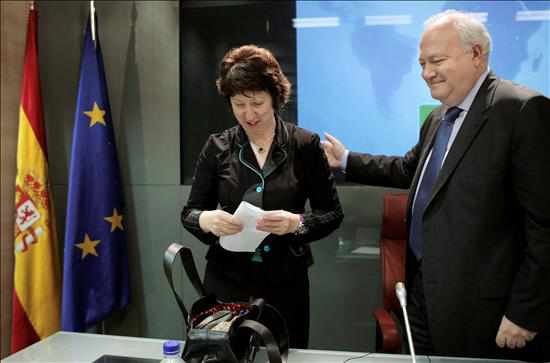 Catherine Ashton con Moratinos/Foto:maec