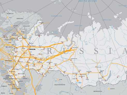 mapa de la red de distribución de Gazprom 