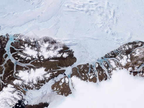 imagen del satélite del glaciar