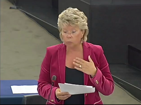 Vivian Reding en el Parlamento, hoy