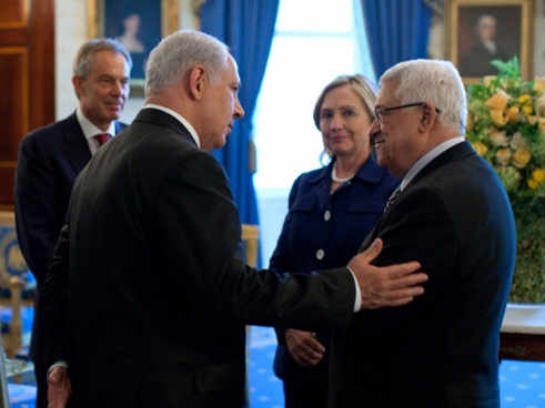 Netanyahu, Abbas, Clinton y Blair