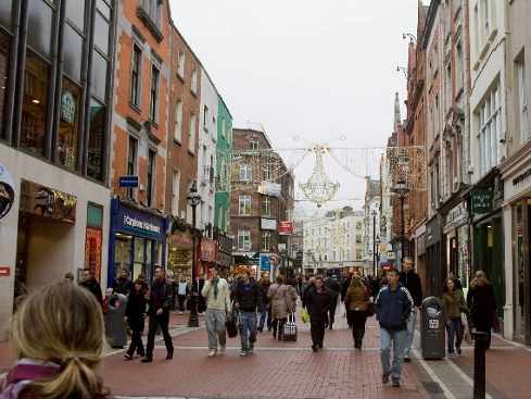 Una calle peatonal de Dublín