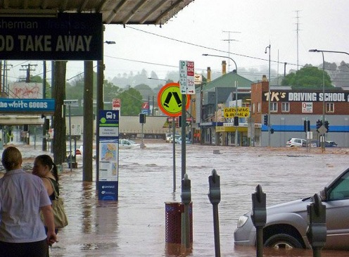 Una calle completamente inundada