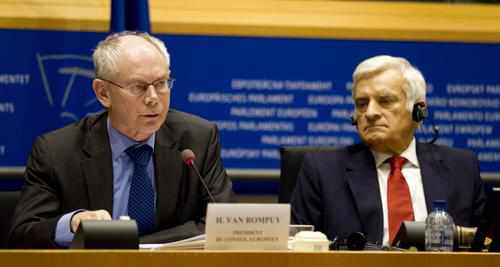 Van Rompuy y Bucek, en el Parlamento Europeo