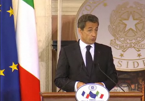 Nicolás Sarkozy en la rueda de prensa