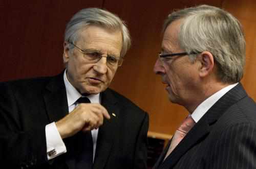 El pte. del BCE y el pte del Eurogrupo, Trichet y Juncker