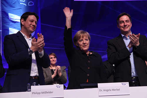 Angela Merkel en un acto de los jóvenes de la CDU