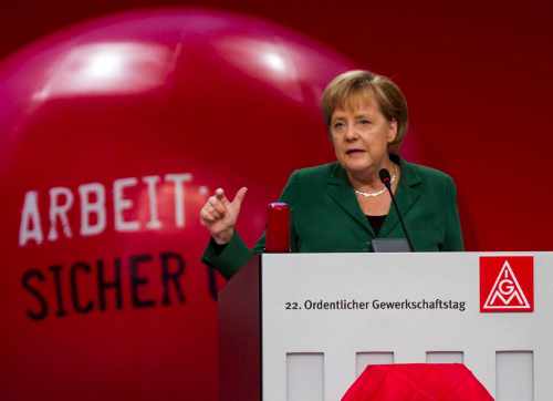 Angela Merkel, en el congreso de IG Metall